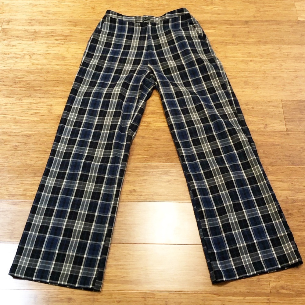 Brandy Melville black & blue plaid hi-rise pants